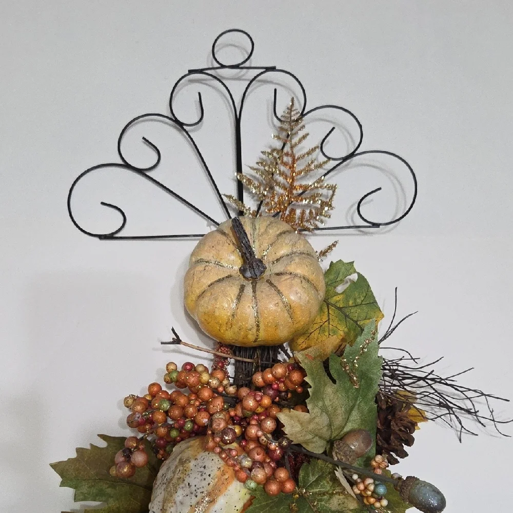 Source Unknown Rustic Autumn Wreath with Pumpkin and Gourds